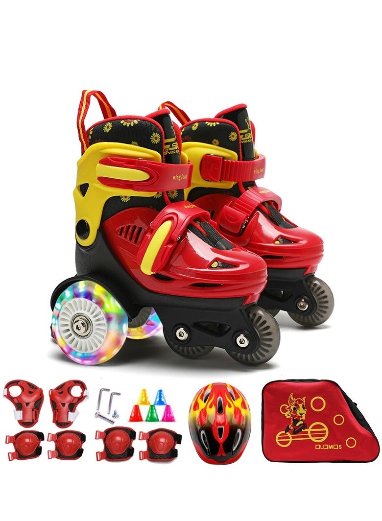 واي آند دي حذاء التزلج بالرشاقة للأطفال، مجموعة أحذية التزلج على الأرجل للمبتدئين، أحذية الأطفال مع وسادات الكاحل والكوع، قبعة رأس، حقيبة الظهر، أحذية تزلج على الأرجل - Image 1